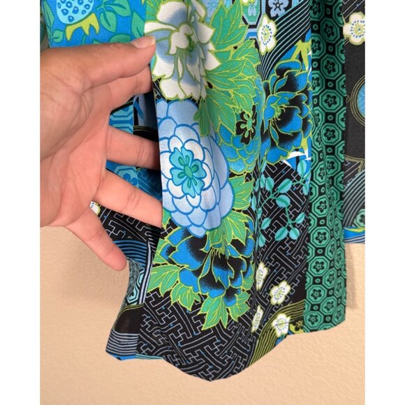 NWT Bob Mackie Wearable Art Open Front Cardigan Floral Geometric Print - Picture 4 of 9